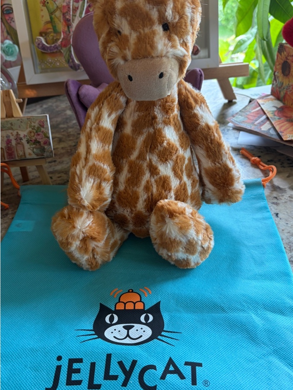 Jellycat Authentic Bashful Giraffe Plush w/Blue Gift Bag  Stuffed Animal NWT - Picture 12 of 12